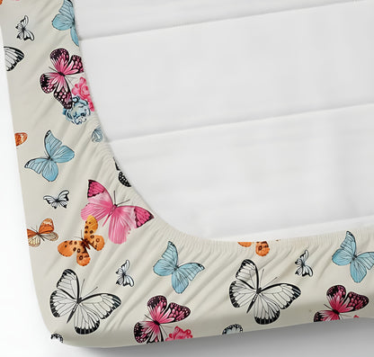 WHITE TITLIS Premium  Fitted Elastic Bedsheet With Two Pillow Covers  (72X78X Upto 10 Inches) & 360 Degree Elasticated
