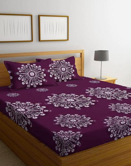 JAIPURI Premium  Fitted Elastic Bedsheet With Two Pillow Covers  (72X78X Upto 10 Inches) & 360 Degree Elasticated