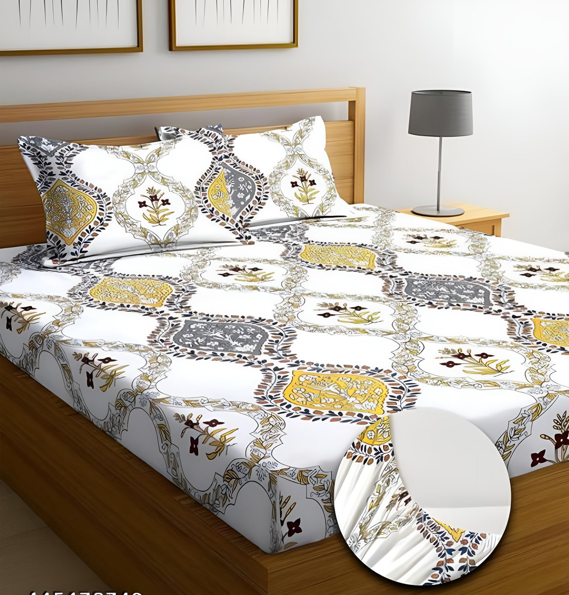 LATEST Premium  Fitted Elastic Bedsheet With Two Pillow Covers  (72X78X Upto 10 Inches) & 360 Degree Elasticated