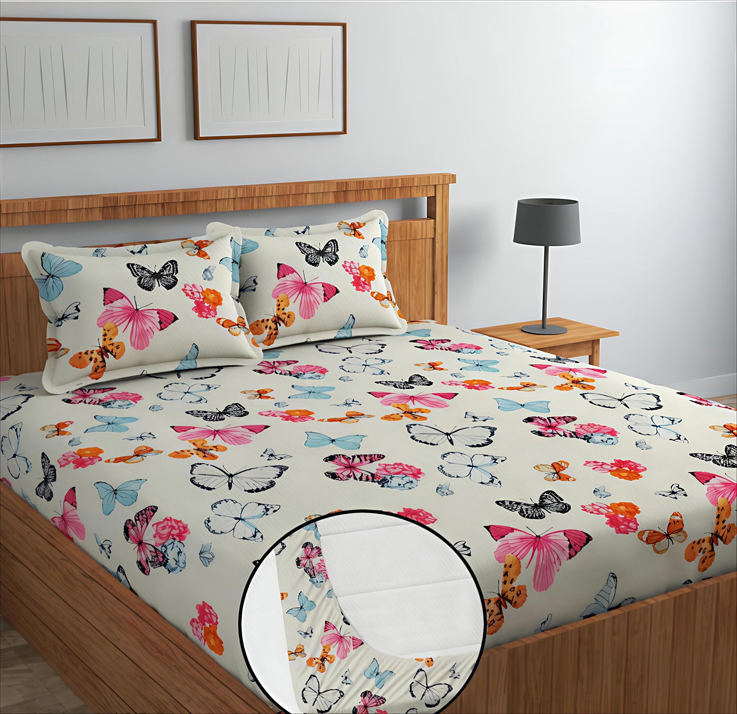 WHITE TITLIS Premium  Fitted Elastic Bedsheet With Two Pillow Covers  (72X78X Upto 10 Inches) & 360 Degree Elasticated