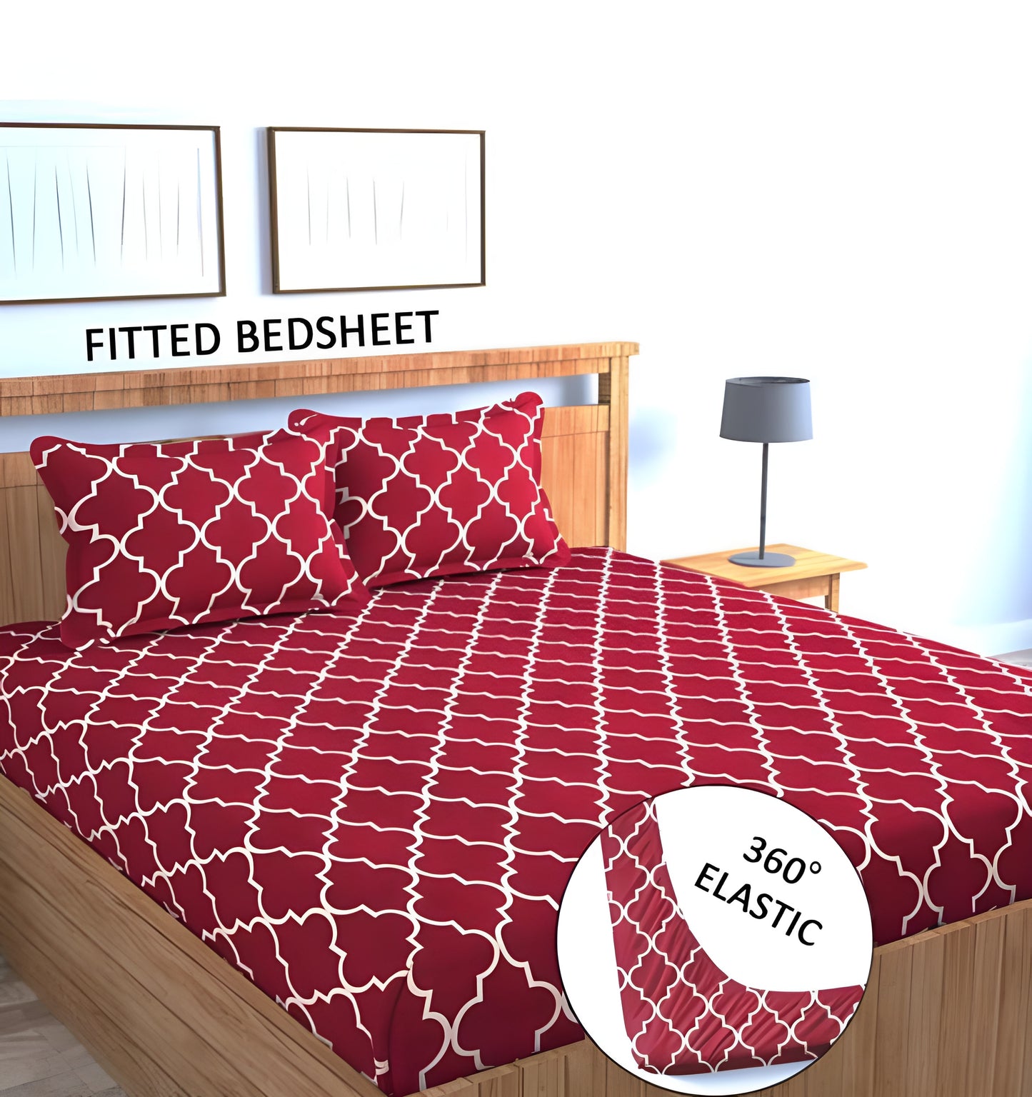 RED CARPET Premium  Fitted Elastic Bedsheet With Two Pillow Covers  (72X78X Upto 10 Inches) & 360 Degree Elasticated