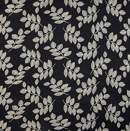 Black LEAVES Premium  Fitted Elastic Bedsheet With Two Pillow Covers  (72X78X Upto 10 Inches) & 360 Degree Elasticated