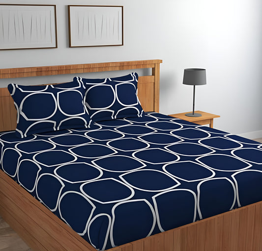 BLUE CIRCLE Premium  Fitted Elastic Bedsheet With Two Pillow Covers  (72X78X Upto 10 Inches) & 360 Degree Elasticated | BS