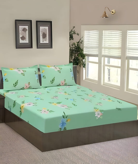 SMART BUY Premium  Fitted Elastic Bedsheet With Two Pillow Covers  (72X78X Upto 10 Inches) & 360 Degree Elasticated | BS