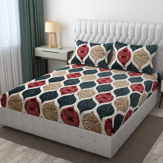 PREMIUM 500 TC HEAVY FLANNEL WARM  FITTED BEDSHEET WITH ELASTIC AND Floral design