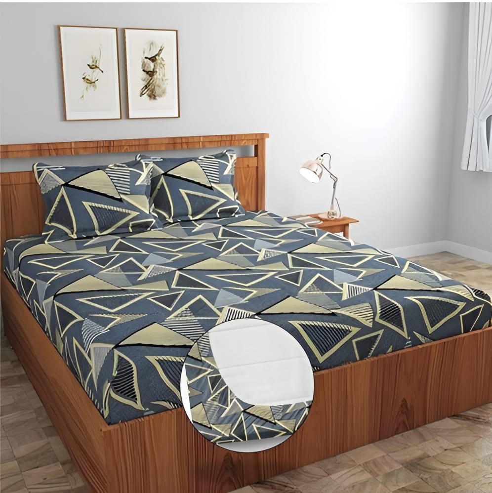 GREY Premium King Size Fitted Elastic Bedsheet With Two Pillow Covers  (72X78X Upto 10 Inches) & 360 Degree Elasticated