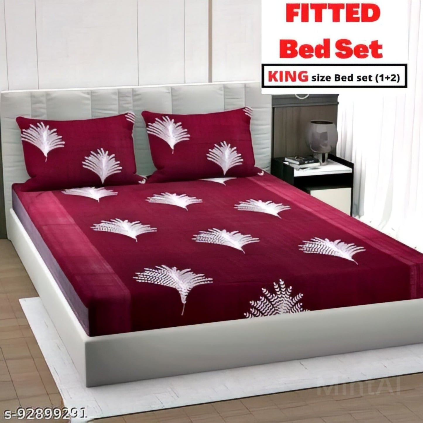 RED 220 TC Cotton KING AND QUEEN  Size All Round Elastic Fitted Bedsheet (72X78X Upto 10 Inches) & 360 Degree Elasticated