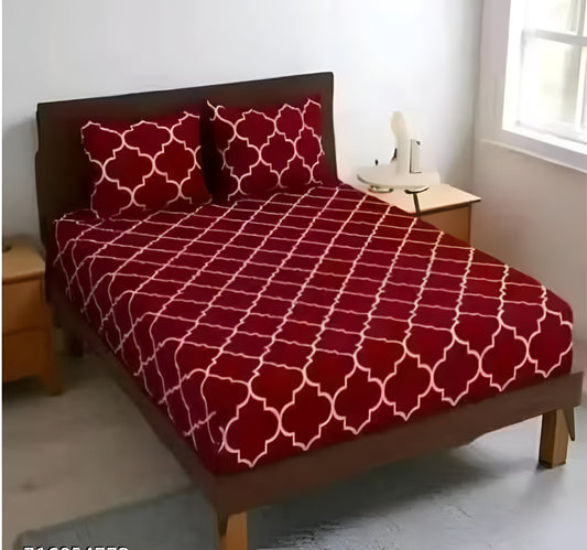 RED CARPETS Premium King Size Fitted Elastic Bedsheet With Two Pillow Covers (72X78X Upto 10 Inches) & 360 Degree Elasticated
