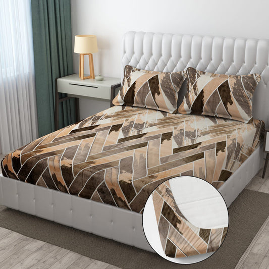 PREMIUM 500 TC HEAVY FLANNEL WARM  FITTED BEDSHEET WITH ELASTIC AND Floral design