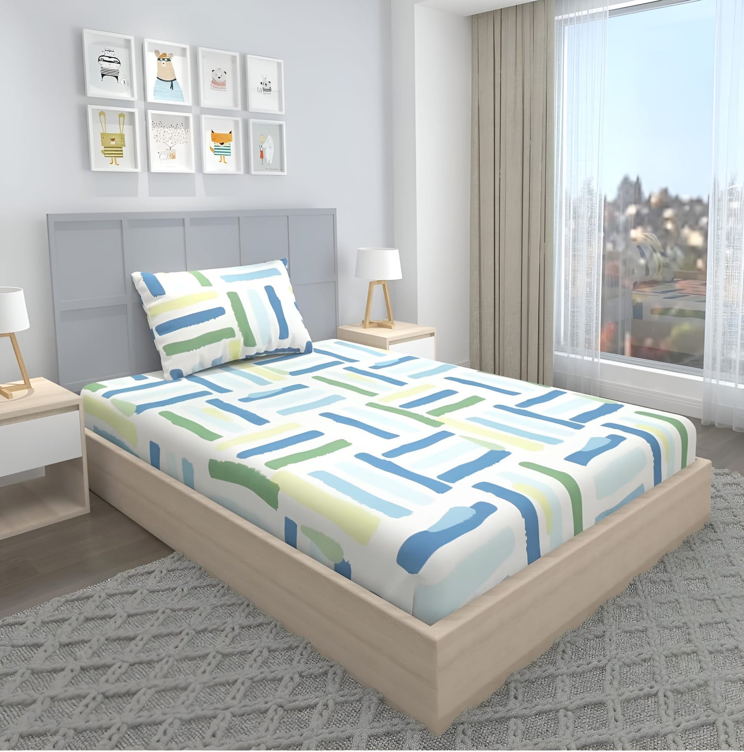 220 TC Single Bed Fitted Bedsheet Having Size 36X72 (Fits Upto 8 Inches Of Mattress)