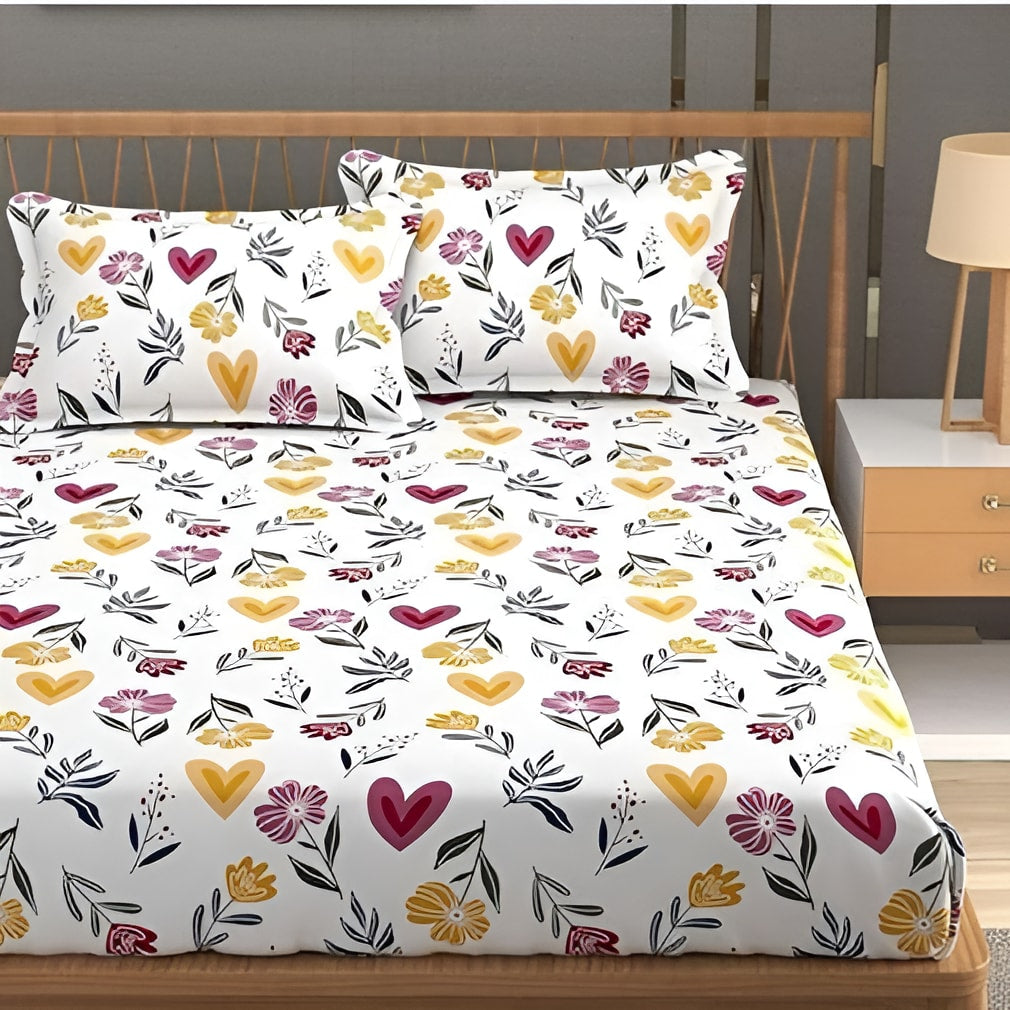 CT Premium Double Bedsheet With 2 Pillow Covers (72X78X Upto 10 Inches) & 360 Degree Elasticated