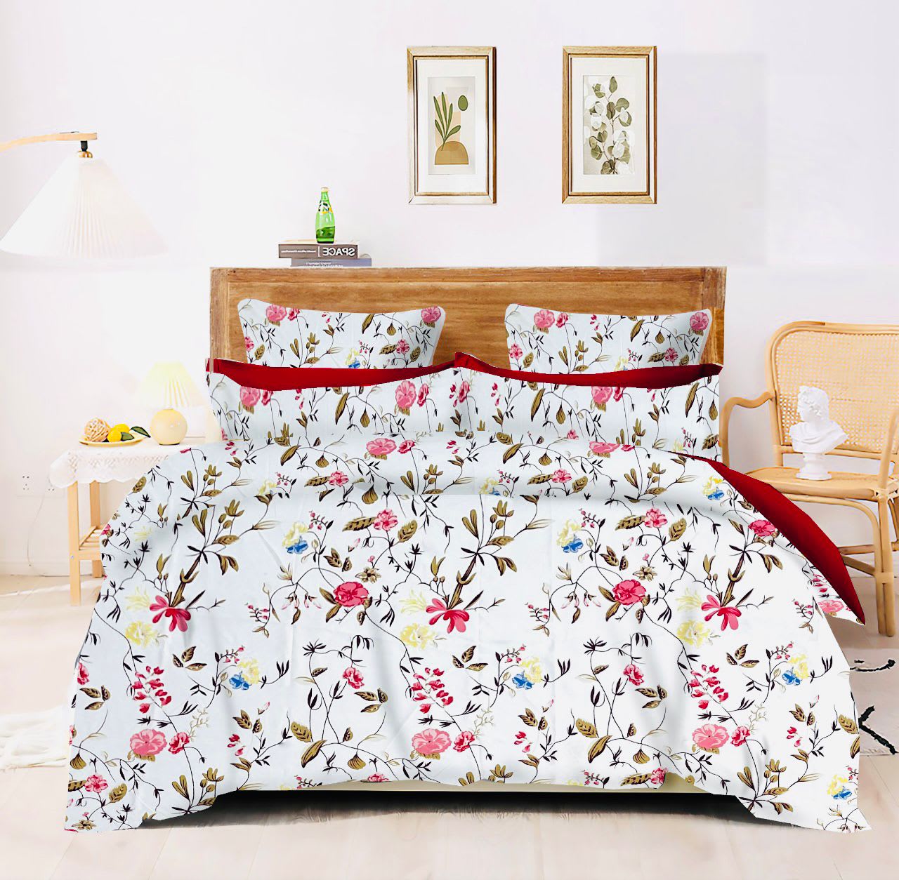 JAIPURI PRINT Premium Double Bedsheet With 2 Pillow Covers (72X78X Upto 10 Inches) & 360 Degree Elasticated