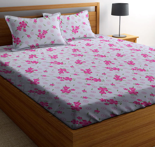 WHITE PREMIUM Cotton Bedsheet For Double Bed With 2 Pillow Cover  (72X78X Upto 10 Inches) & 360 Degree Elasticated