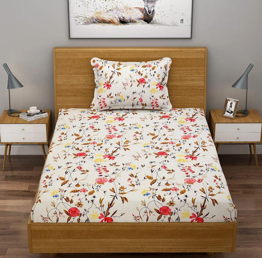 220 TC White Single Bed Fitted Bedsheet Having Size 36X72 (Fits Upto 8 Inches Of Mattress)