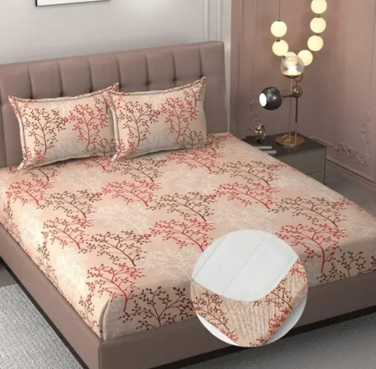 ATTRACTIVE Premium King Size Fitted Elastic Bedsheet With Two Pillow Covers (72X78X Up to 10 Inches) & 360 Degree Elasticated