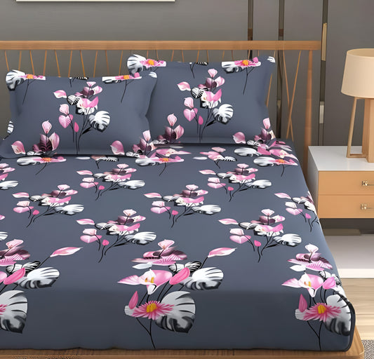 KALI  Premium  Fitted Elastic Bedsheet With Two Pillow Covers  (72X78X Upto 10 Inches) & 360 Degree Elasticated