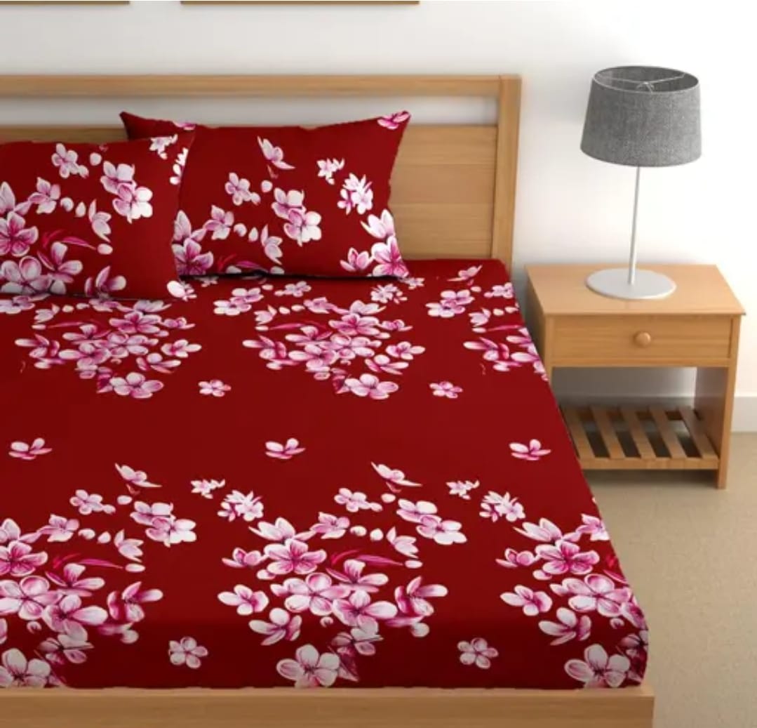 VERY NICE Premium King Size Fitted Elastic Bedsheet With Two Pillow Covers (72X78X Upto 10 Inches) & 360 Degree Elasticated