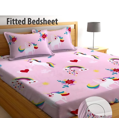 250 TC  Cotton King Size All Round Elastic Fitted Bedsheet  (72X78X Upto 10 Inches) & 360 Degree Elasticated
