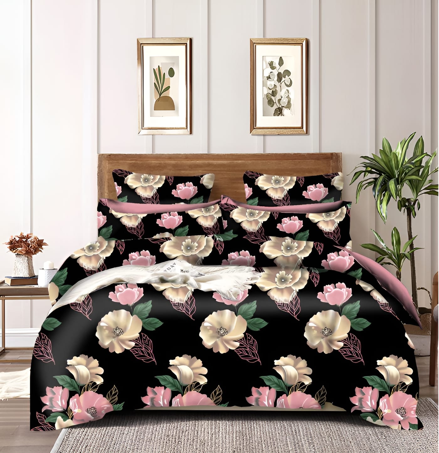 BLACK GOLDEN Premium  Fitted Elastic Bedsheet With Two Pillow Covers  (72X78X Upto 10 Inches) & 360 Degree Elasticated