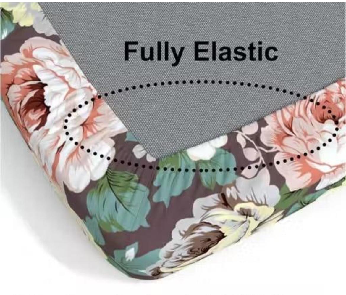 FLORAL Premium King Size Fitted Elastic Bedsheet With Two Pillow Covers  (72X78X Upto 10 Inches) & 360 Degree Elasticated