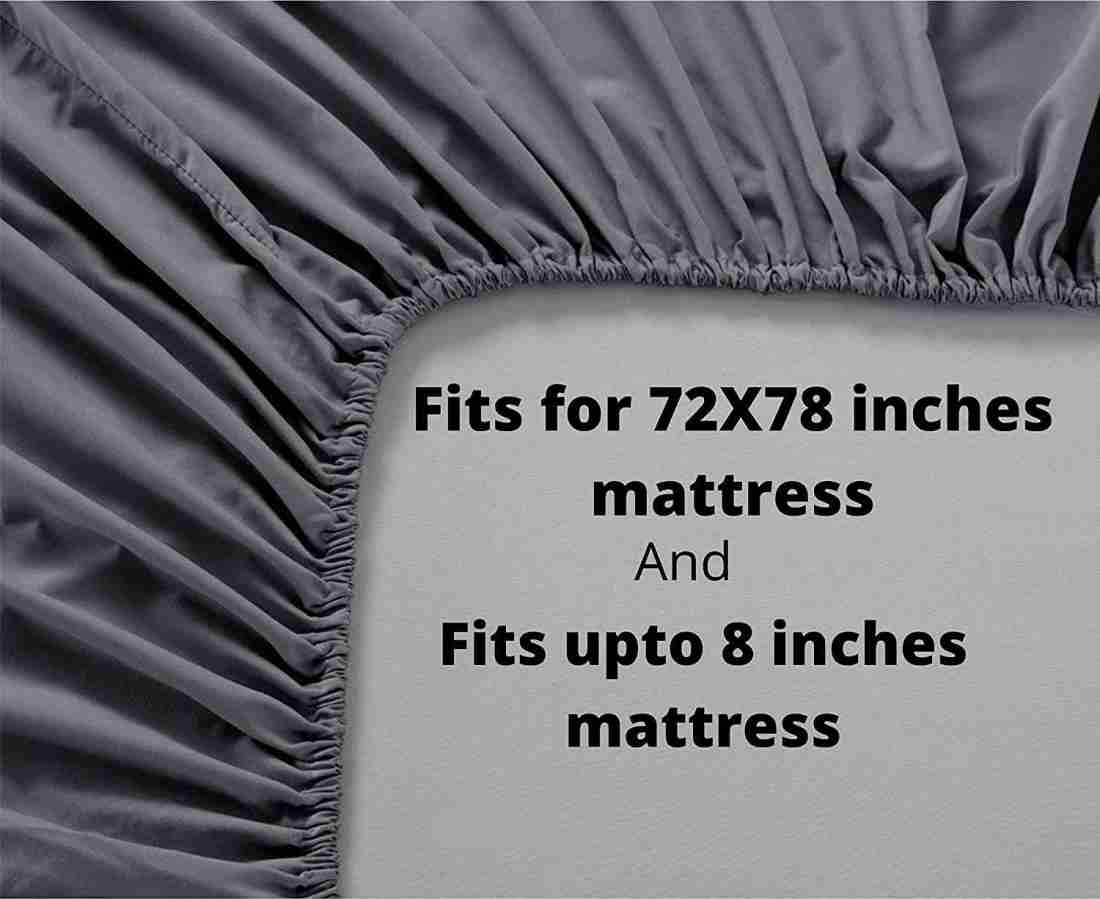 PINKGIRAAFE Cotton Elastic Fitted Bedsheets With 2 Pillow Covers (72X78X Upto 10 Inches) & 360 Degree Elasticated