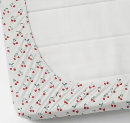 RED CHERRY Elastic Fitted Bedsheets with 2 Pillow Covers (72X78X Upto 10 Inches) & 360 Degree Elasticated