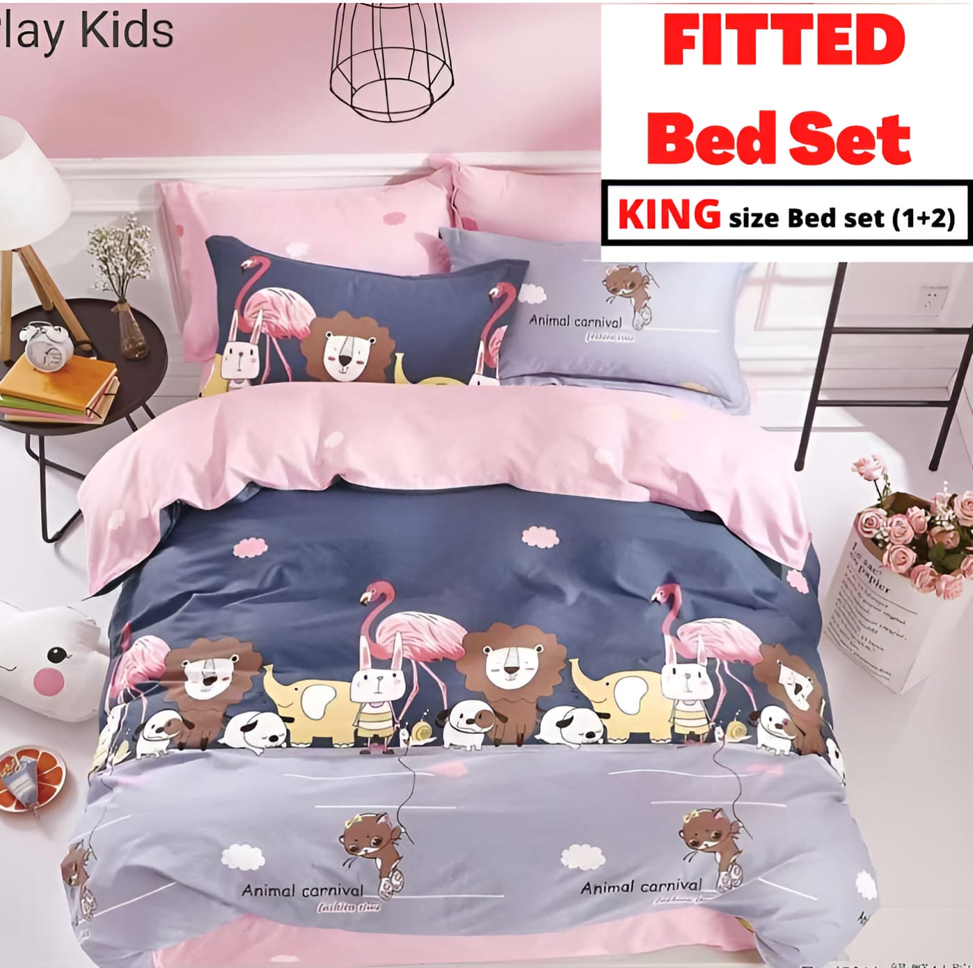 ANIMAL CARNIVAL Premium Double Bedsheet With 2 Pillow Covers (72X78X Upto 10 Inches) & 360 Degree Elasticated
