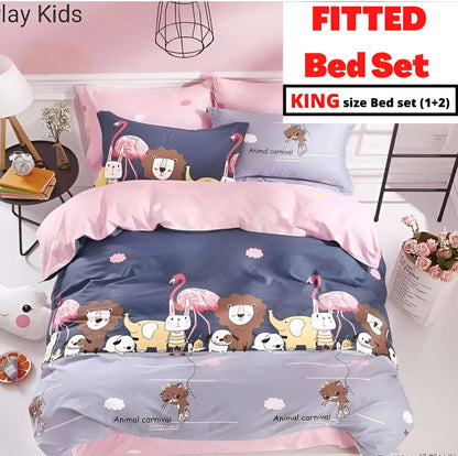 ANIMAL CARNIVAL Premium Double Bedsheet With 2 Pillow Covers (72X78X Upto 10 Inches) & 360 Degree Elasticated