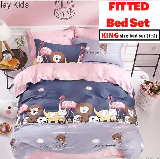 ANIMAL CARNIVAL Premium Double Bedsheet With 2 Pillow Covers (72X78X Upto 10 Inches) & 360 Degree Elasticated