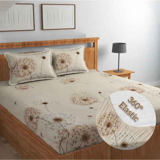 COCO MELON Premium  Fitted Elastic Bedsheet With Two Pillow Covers  (72X78X Upto 10 Inches) & 360 Degree Elasticated