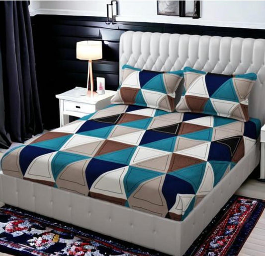 BLUE Premium King Size Fitted Floral Bedsheet  (72X78X Upto 10 Inches) & 360 Degree Elasticated