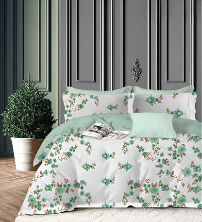 LIGHT GREEN 220TC- Cotton  All Round Elastic Fitted Bedsheet with 2 Pillow Covers (72X78X Upto 10 Inches) & 360 Degree Elasticated