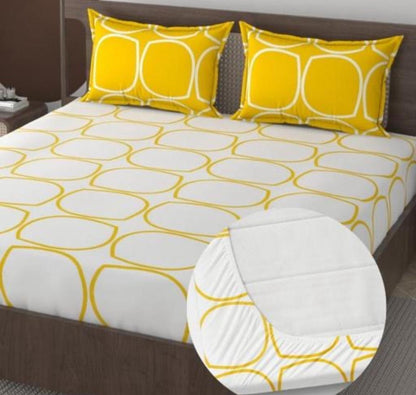 AUDIS Premium King Size Fitted  Bedsheet  with 2 Pillow Covers (72X78X Upto 10 Inches) & 360 Degree Elasticated