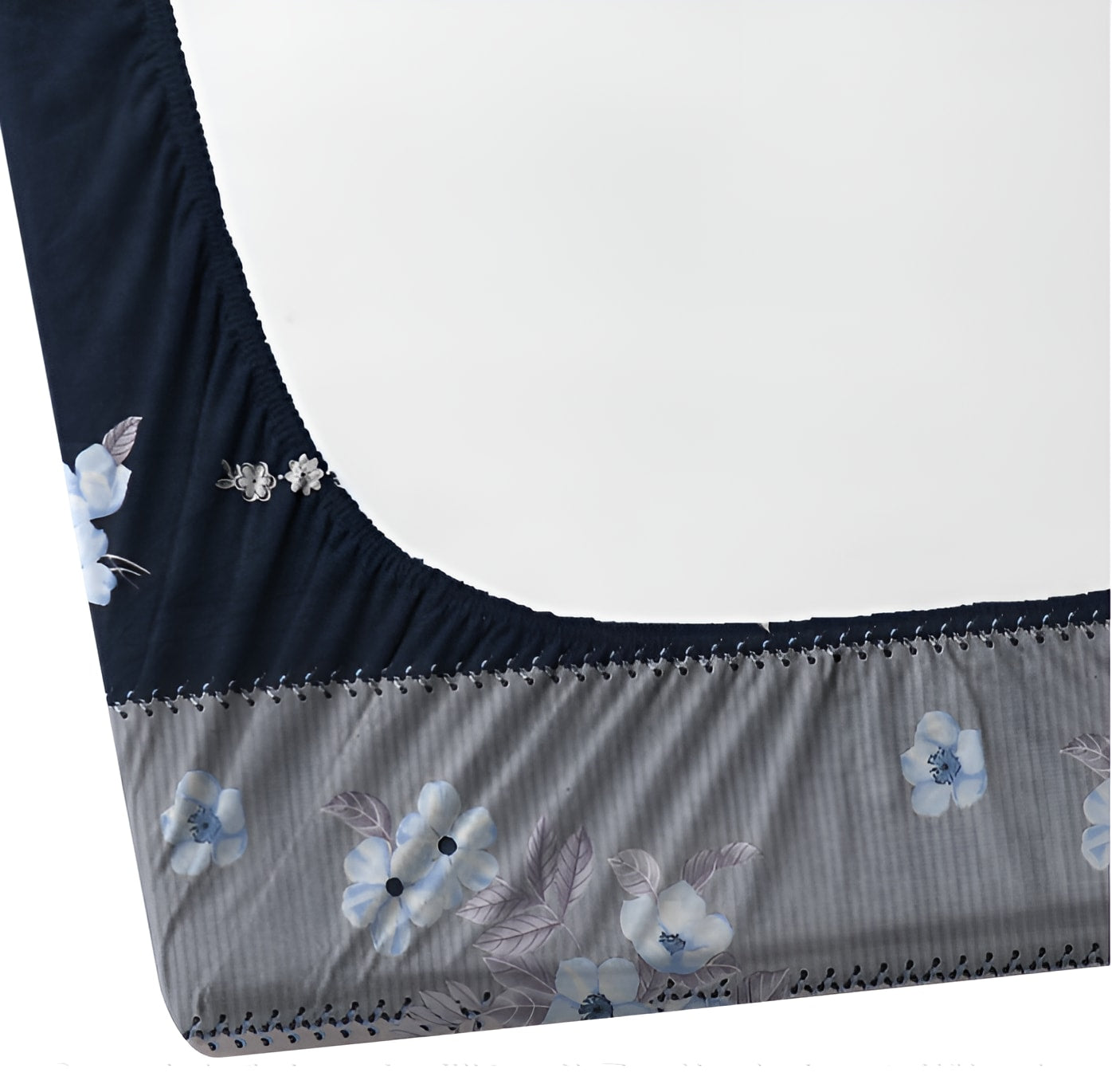 BLACK AND GREY 220 TC  Fitted Elastic Bedsheet With Two Pillow Covers (72X78X Upto 10 Inches) & 360 Degree Elasticated