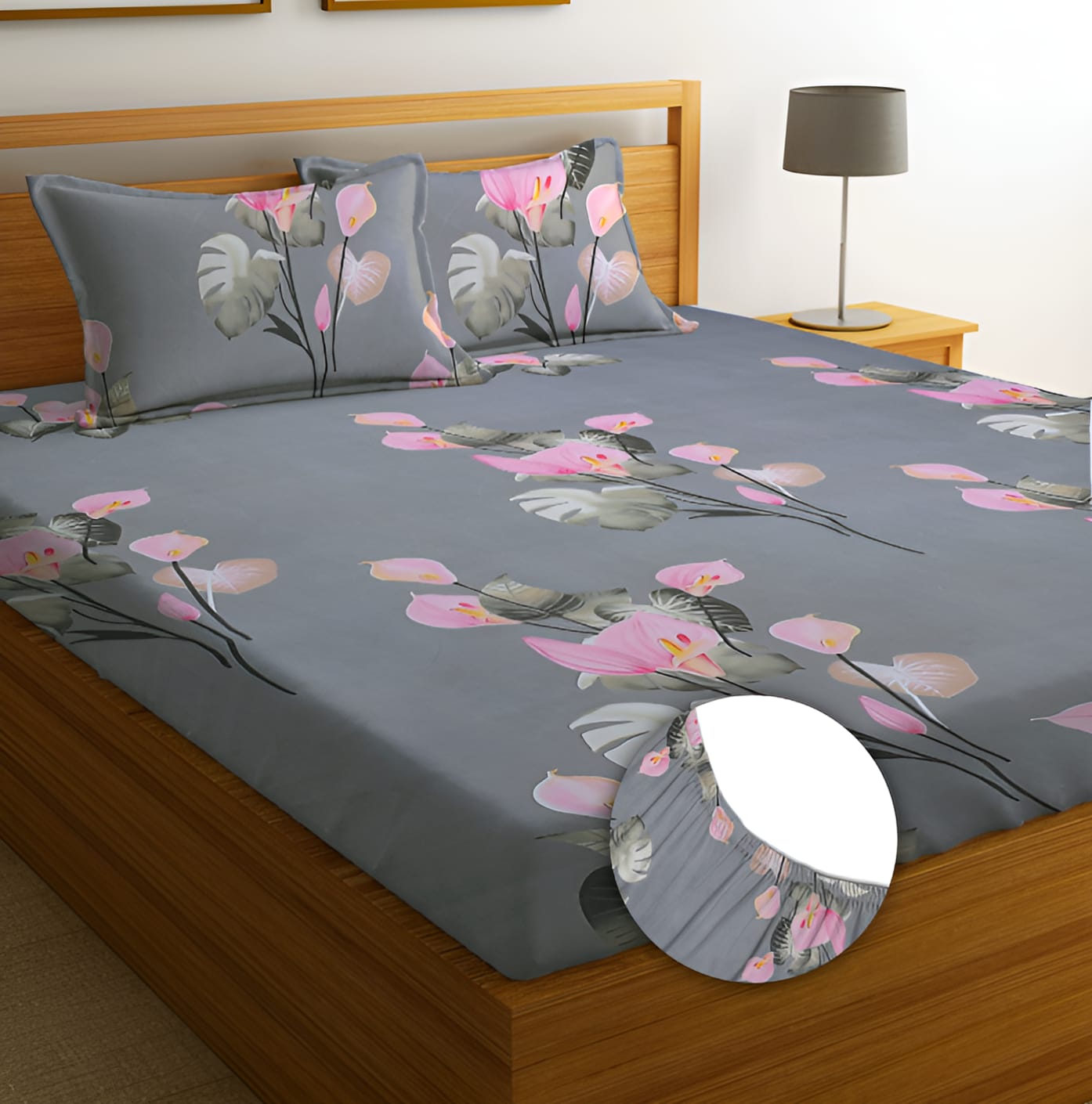 KALI FLOWER  Fitted Floral Bedsheet Multicolor with  2 Pillow Covers  (72X78X Upto 10 Inches) & 360 Degree Elasticated