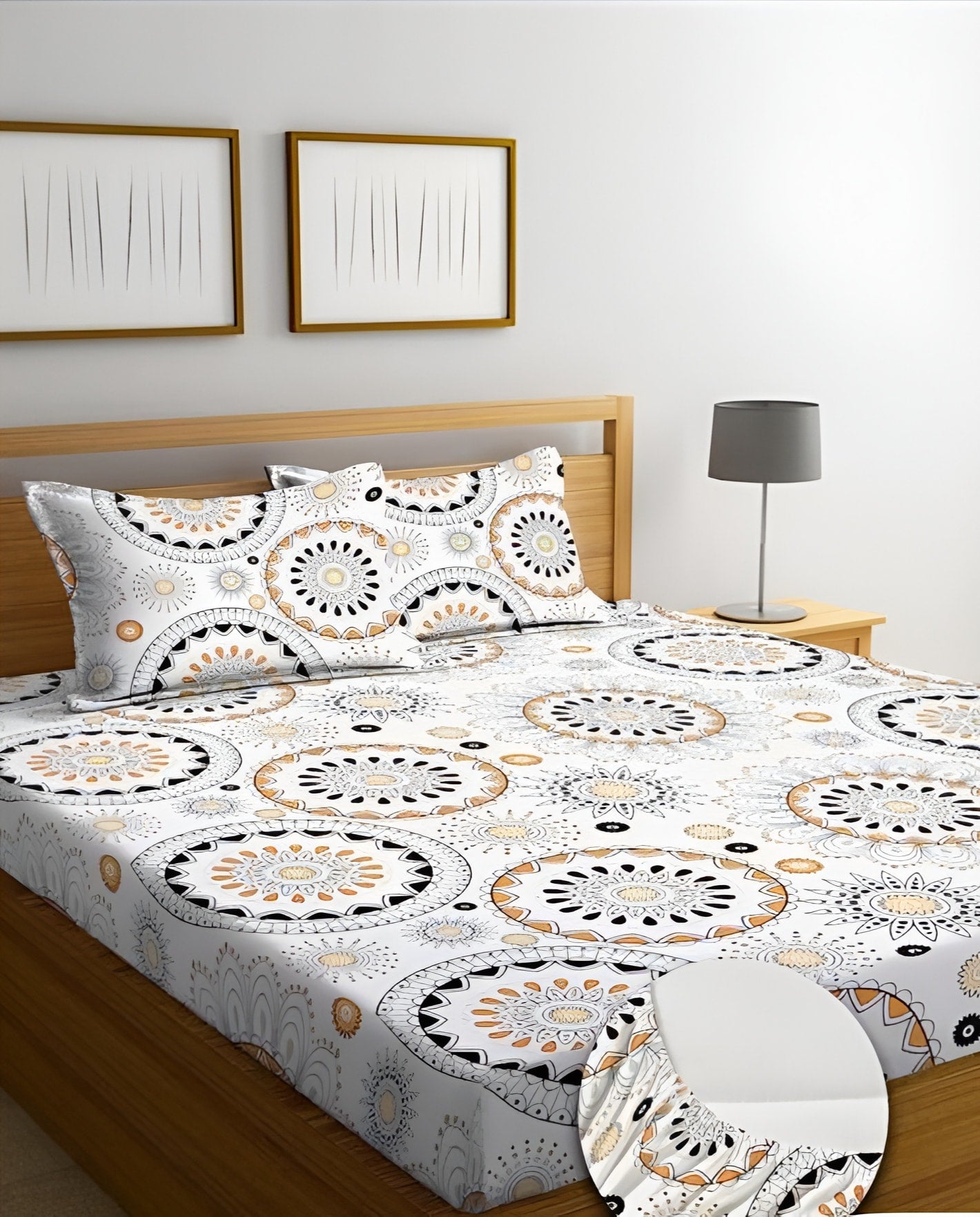 HOLY Premium  Fitted Elastic Bedsheet With Two Pillow Covers  (72X78X Upto 10 Inches) & 360 Degree Elasticated