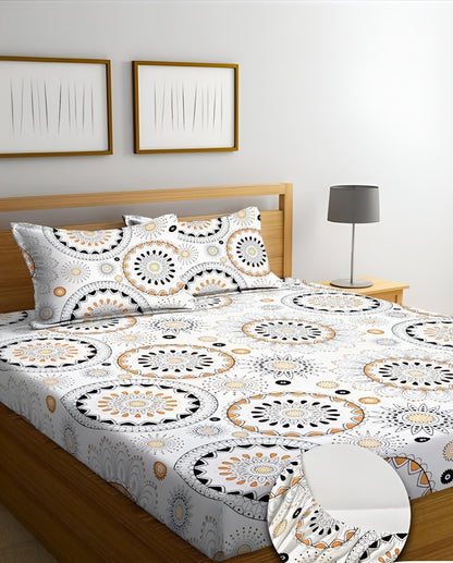 HOLY Premium  Fitted Elastic Bedsheet With Two Pillow Covers  (72X78X Upto 10 Inches) & 360 Degree Elasticated
