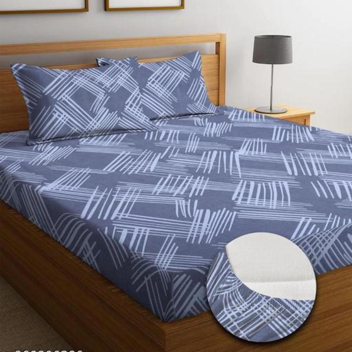 CHALK GREY Premium King Size Fitted Elastic Bedsheet With Two Pillow Covers (72X78X Upto 10 Inches) & 360 Degree Elasticated