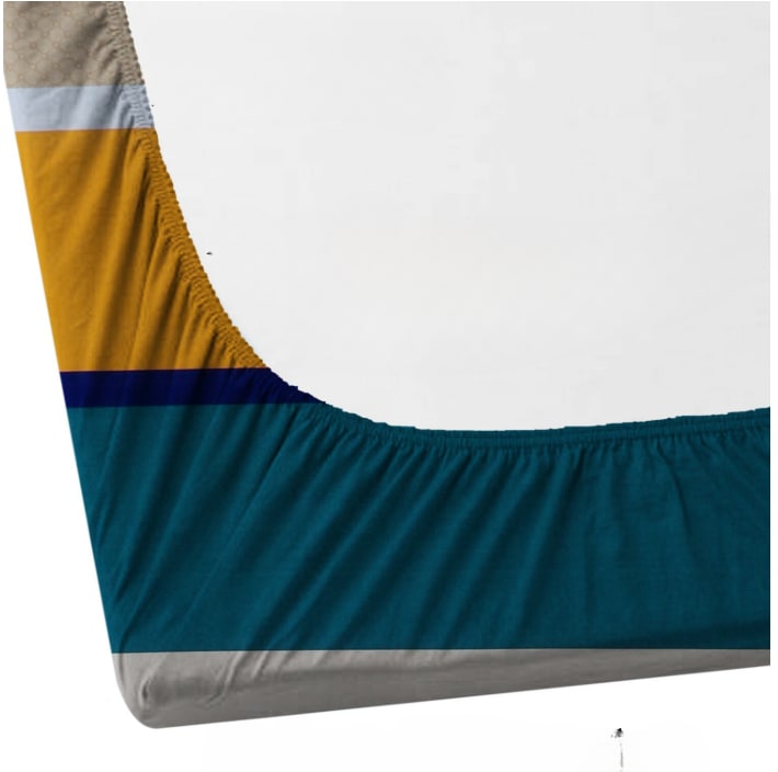 Parallel Design 220 TC  Fitted Elastic Bedsheet With Two Pillow Covers (72X78X Upto 10 Inches) & 360 Degree Elasticated
