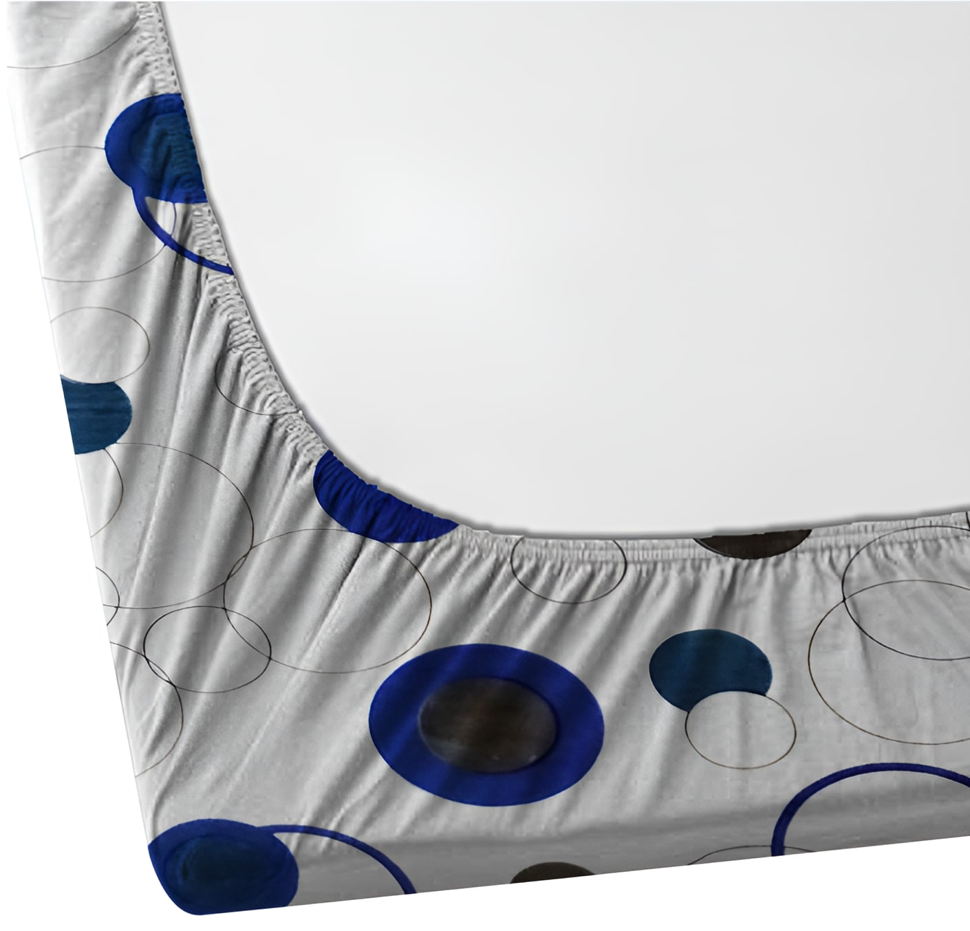 BLUE DOTTED Premium  Fitted Elastic Bedsheet With Two Pillow Covers  (72X78X Upto 10 Inches) & 360 Degree Elasticated
