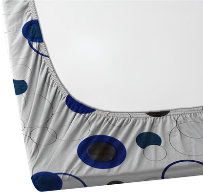 BLUE DOTTED Premium  Fitted Elastic Bedsheet With Two Pillow Covers  (72X78X Upto 10 Inches) & 360 Degree Elasticated