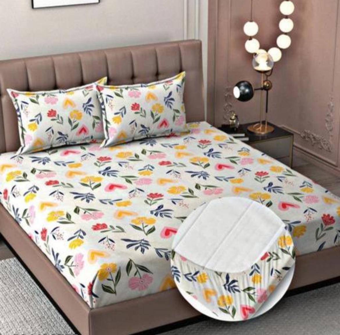 CT Premium King Size Fitted Elastic Bedsheet With Two Pillow Covers  (72X78X Upto 10 Inches) & 360 Degree Elasticated