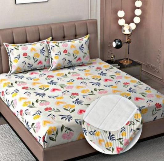 CT Premium King Size Fitted Elastic Bedsheet With Two Pillow Covers  (72X78X Upto 10 Inches) & 360 Degree Elasticated