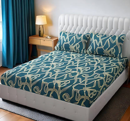 SHOMES Premium King Size Fitted Elastic Bedsheet With Two Pillow Covers  (72X78X Upto 10 Inches) & 360 Degree Elasticated