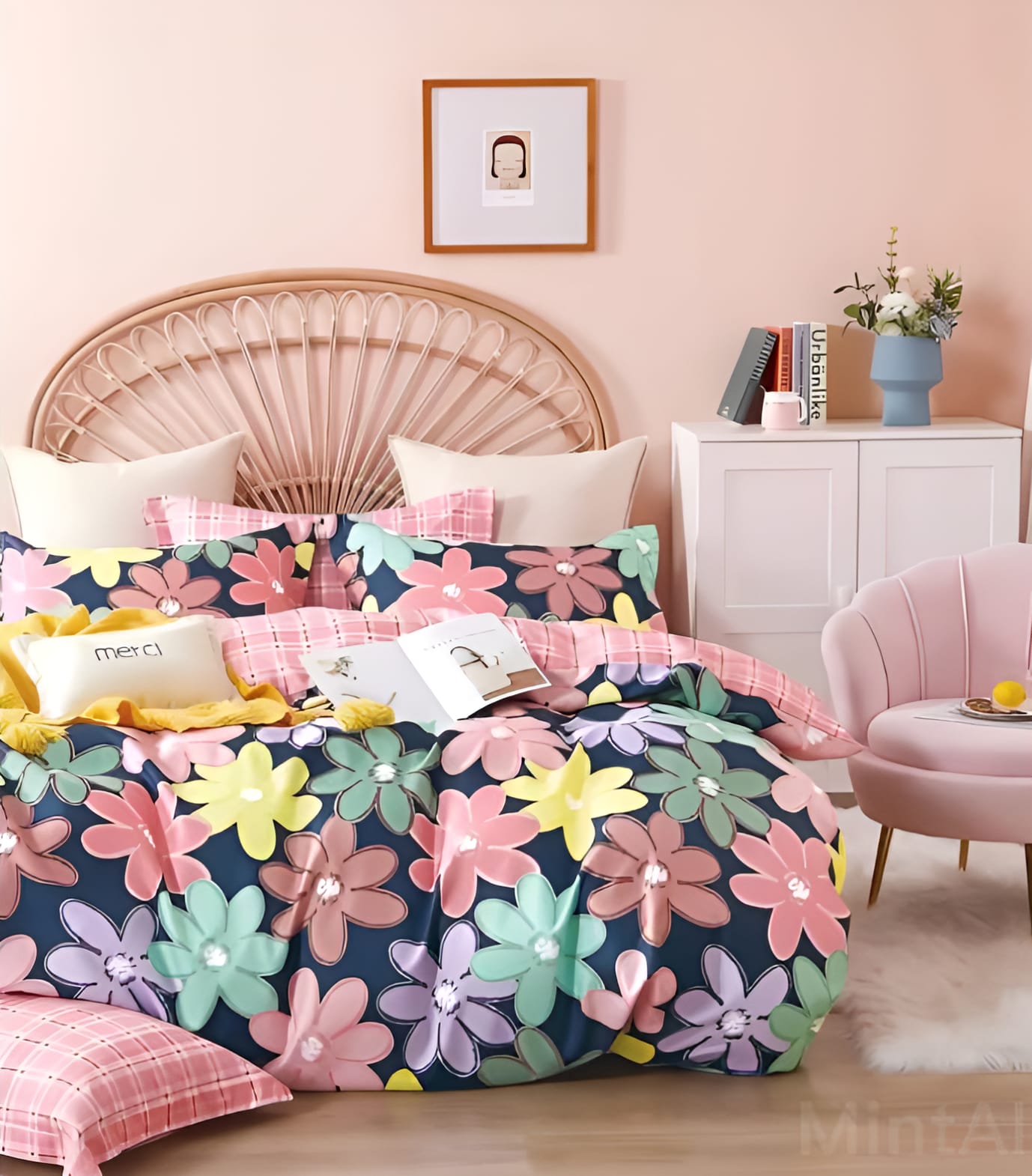 Multi Floral Premium Double Bedsheet With 2 Pillow Covers  (72X78X Upto 10 Inches) & 360 Degree Elasticated