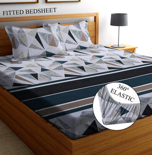 WHITEPremium King Size Fitted Floral Bedsheet Multicolor (72X78X Upto 10 Inches) & 360 Degree Elasticated