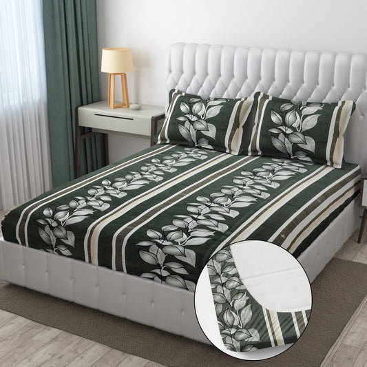 PREMIUM 500 TC HEAVY FLANNEL WARM  FITTED BEDSHEET WITH ELASTIC AND Floral design