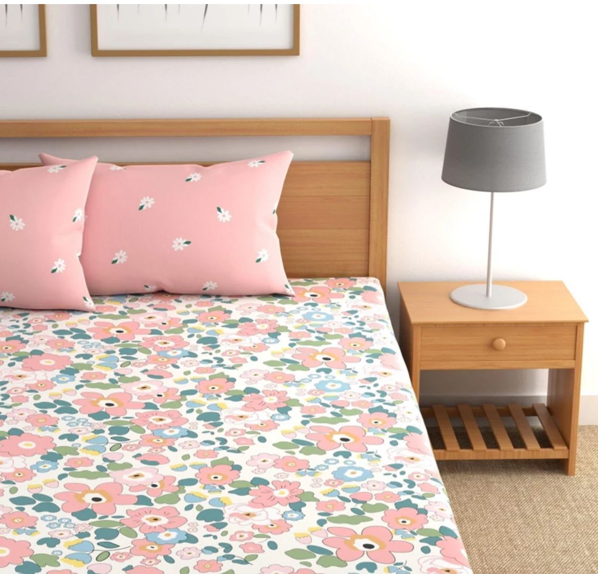 DECOR-LI HOMES  Elastic Fitted Bedsheets with 2 Pillow Covers (72X78X Upto 10 Inches) & 360 Degree Elasticated